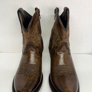 J.B. Dillon Reserve Womens Brown Leather Ankle Boots Side Zip Size 7.5 B